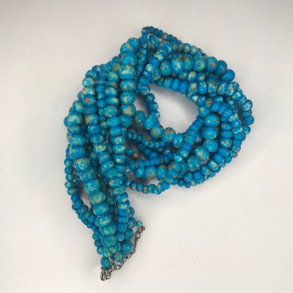 Turquoise 4 Strand Long Beaded Necklace 30” - Picture 7 of 7